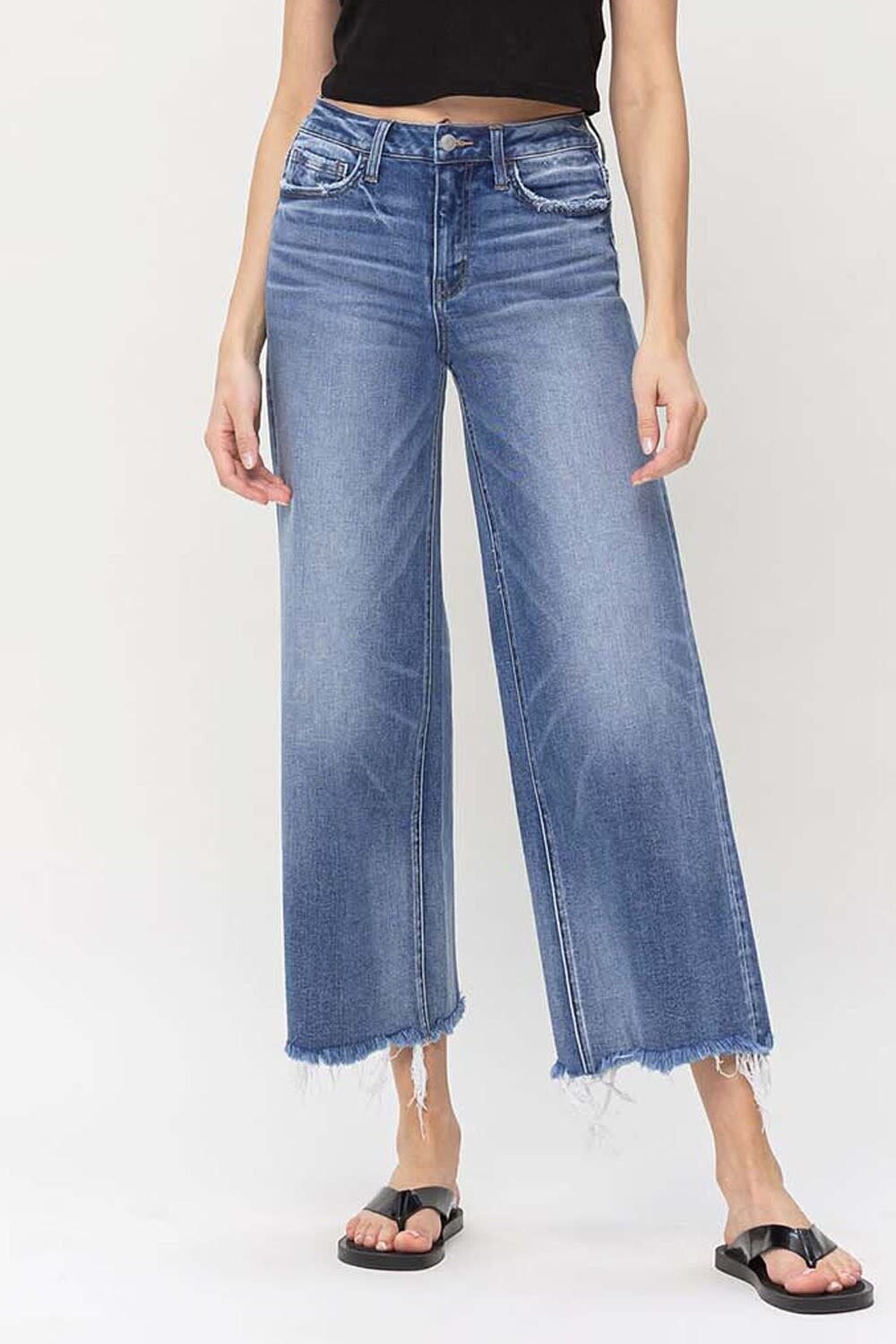 High Rise Crop Wide Leg Jean, Size: 26