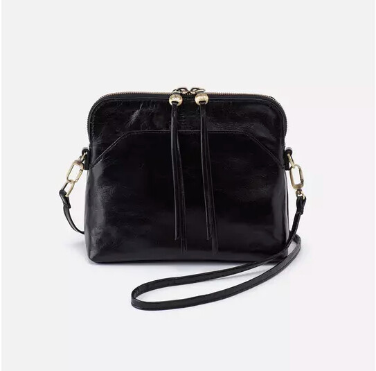 Reeva Vintage Hide Black Crossbody Bag