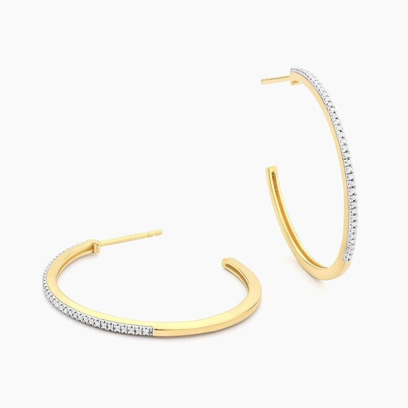 Medium Diamond Yellow Hoop Earrings
