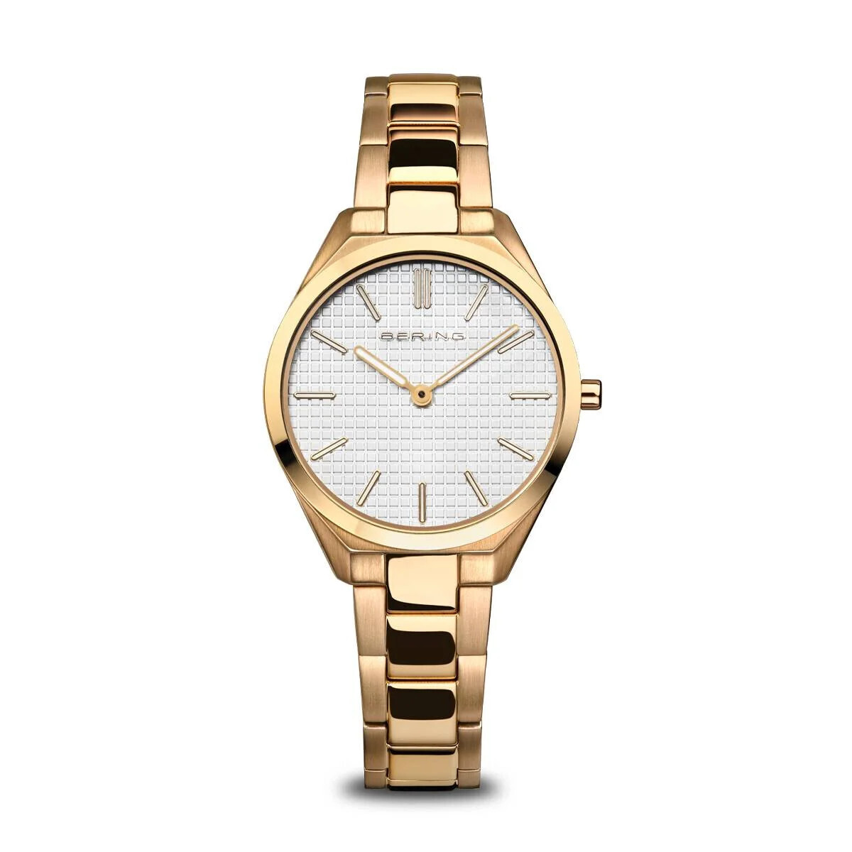 Bering Watch Ultra Slim Women Polished and Brushed Gold with White