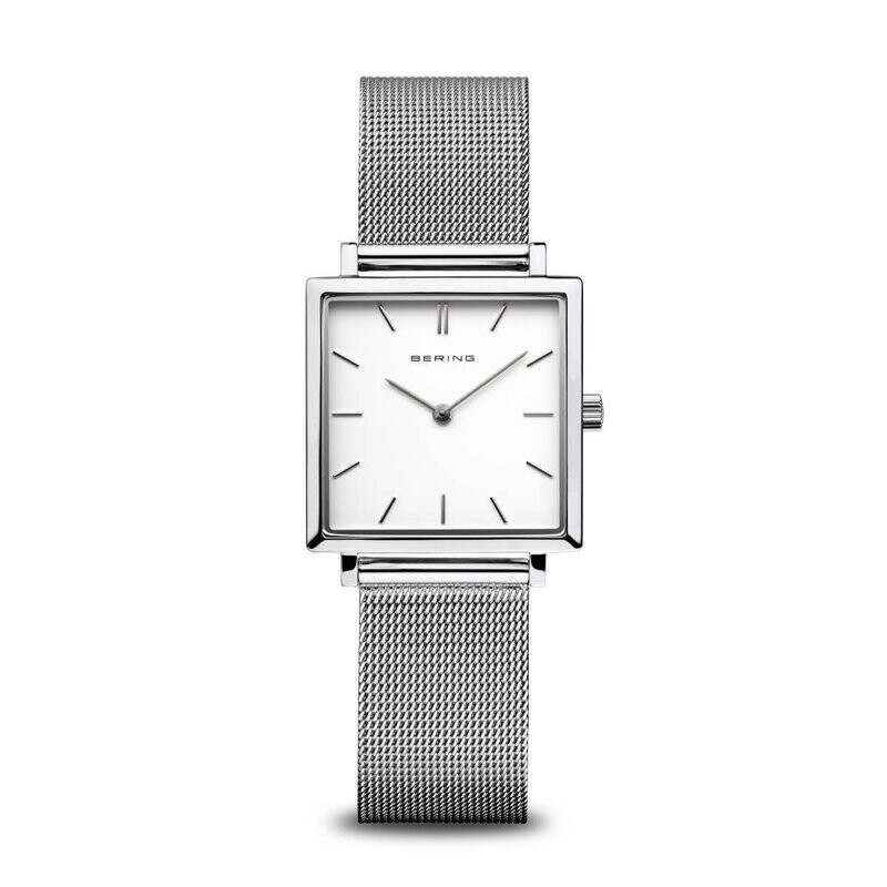 Bering Watch Classic Women Polished Silver Square Face