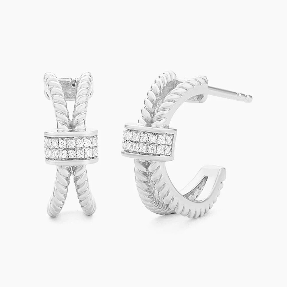 Halfway Point  Diamond Hoop Earrings