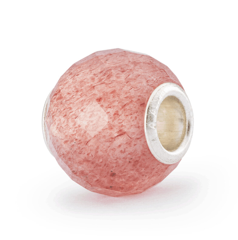 Round Strawberry Quartz Facet Bead