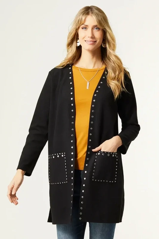 Aubree Long Cardigan With Grommets S/M
