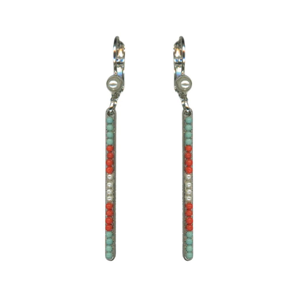 Pearl Turquoise Coral Stick Drop Earrings