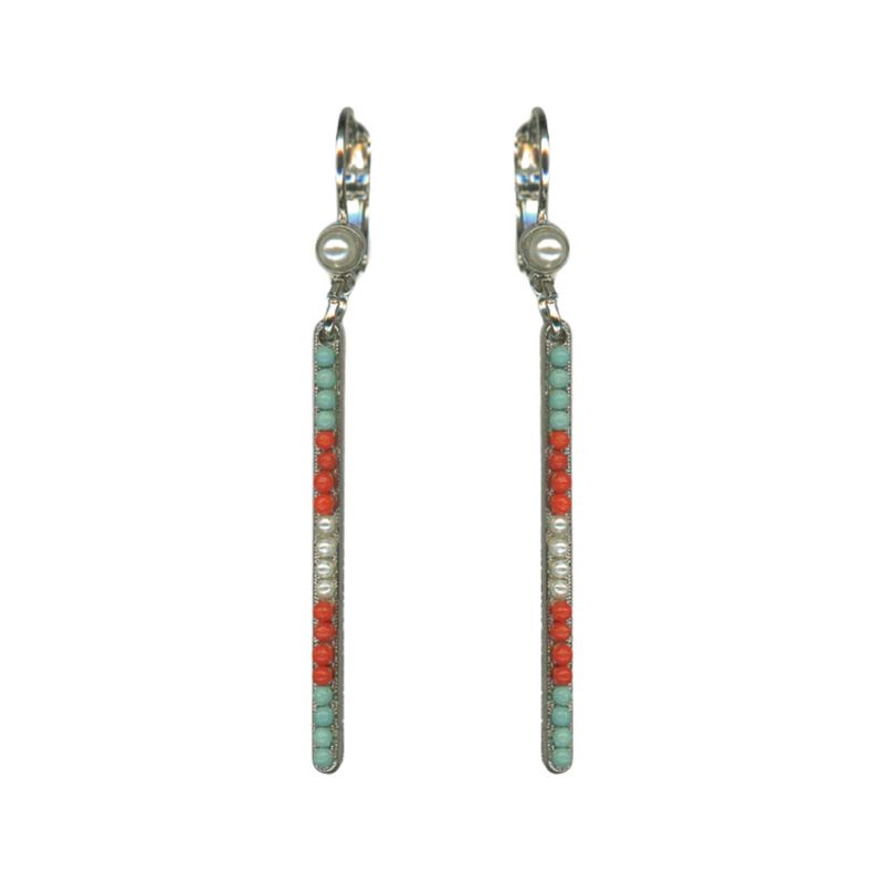 Pearl Turquoise Coral Stick Drop Earrings