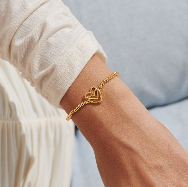 A Little Happy Birthday Bracelet Double Heart Gold