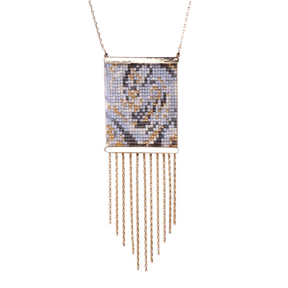 Mishky Zumba Thread Necklace Brown Gray and Gold