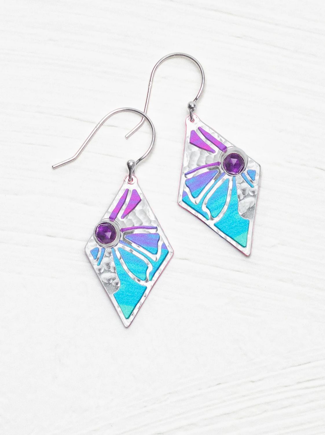 Drew Purple Silver Earrings