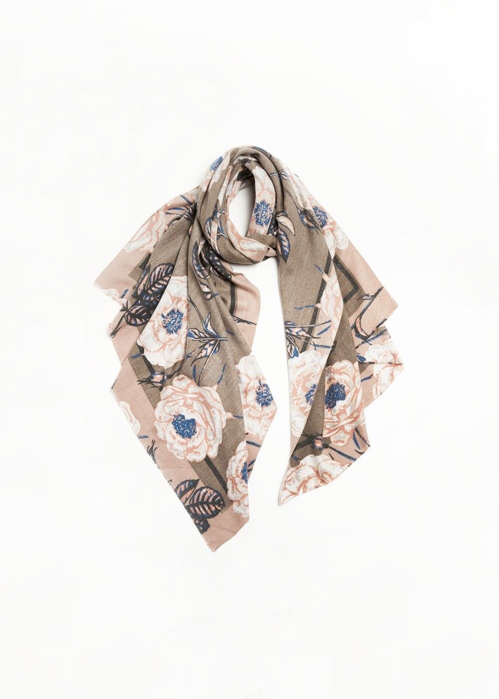 Cashmere Blended Retro Floral Scarf