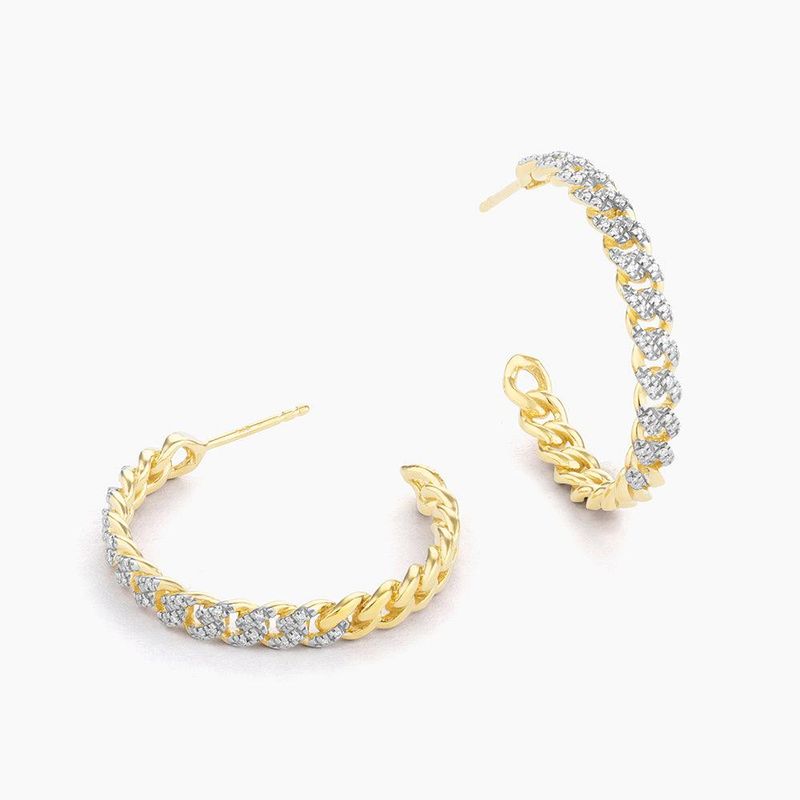 Close Knit Diamond Hoop Yellow Earrings