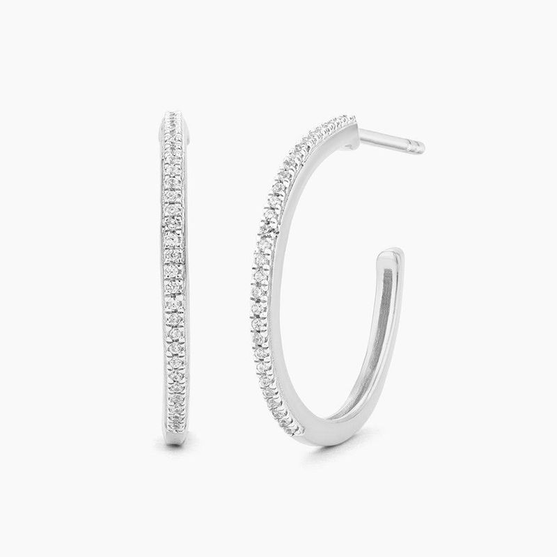 Medium Silver Hoop with Diamonds