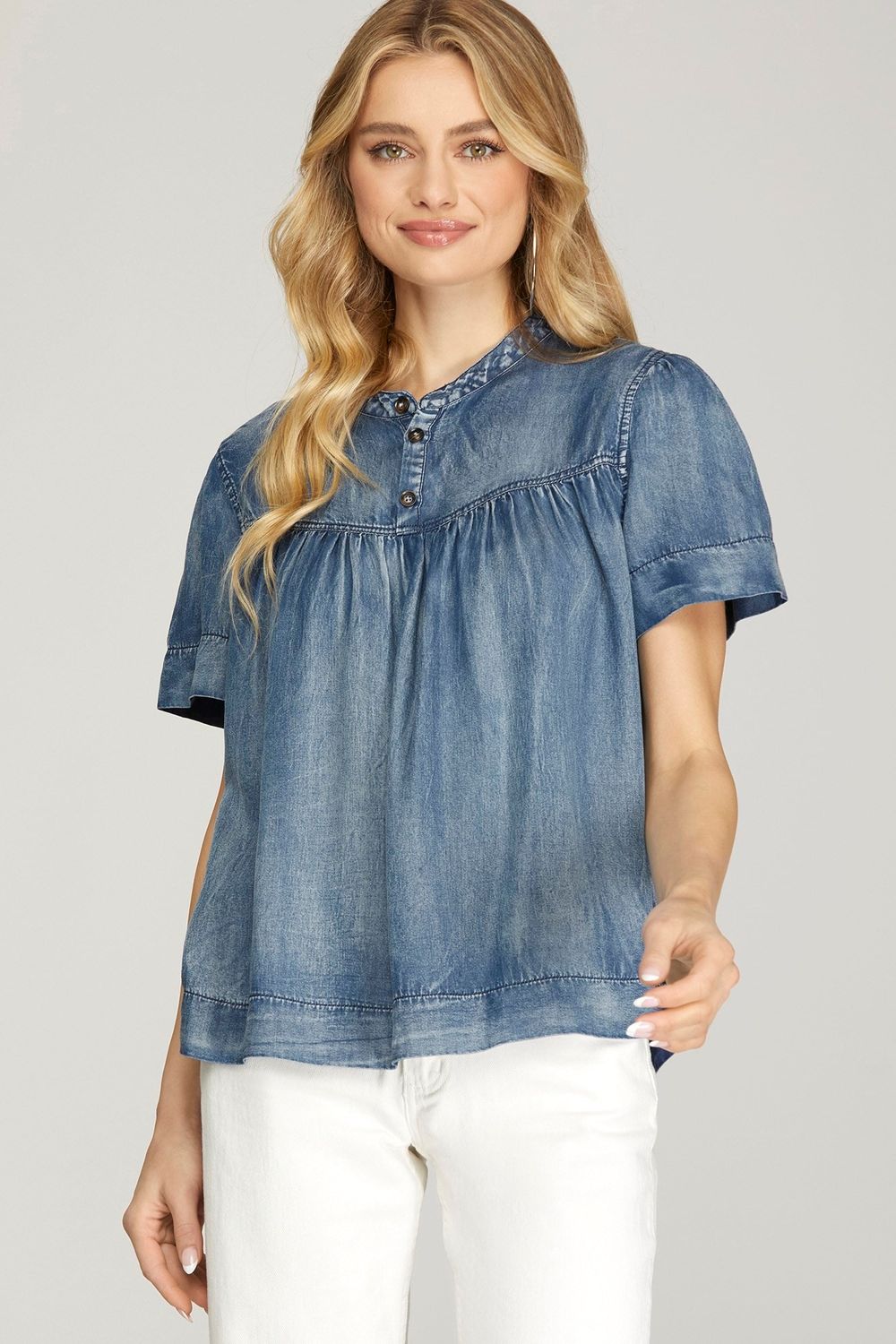 Denim Babydoll Top