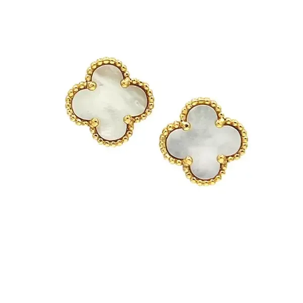 Clover Stud Mother of Pearl Yellow Earring