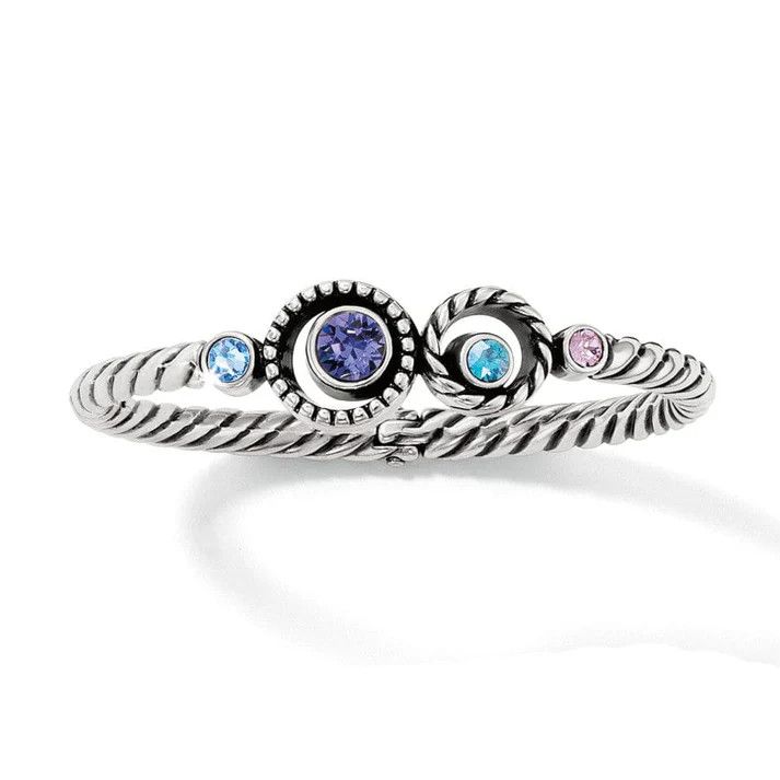Halo Hinged Bangle Silver Tanzanite