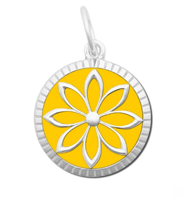 Daisy Pendant, Color: Silver/Yellow, Size: 15mm