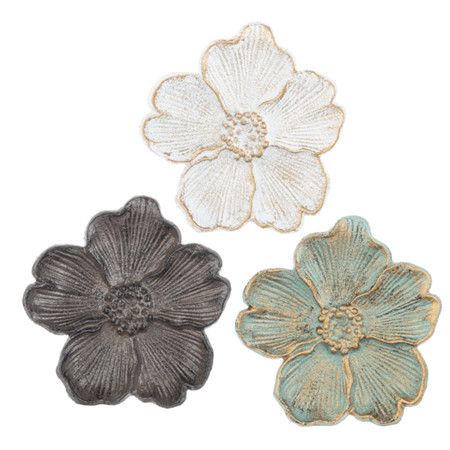 Cast Iron Flower Trinket Dish Assorted Colors