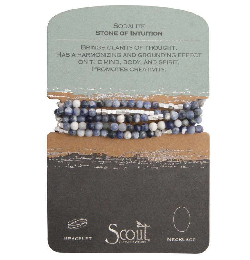 Sodalite/Silver Stone Wrap Bracelet/Necklace
