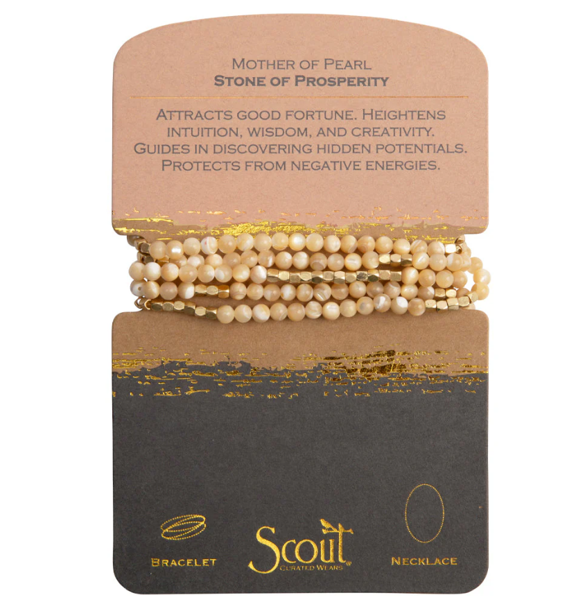 Mother of Pearl/Gold Wrap Bracelet/Necklace