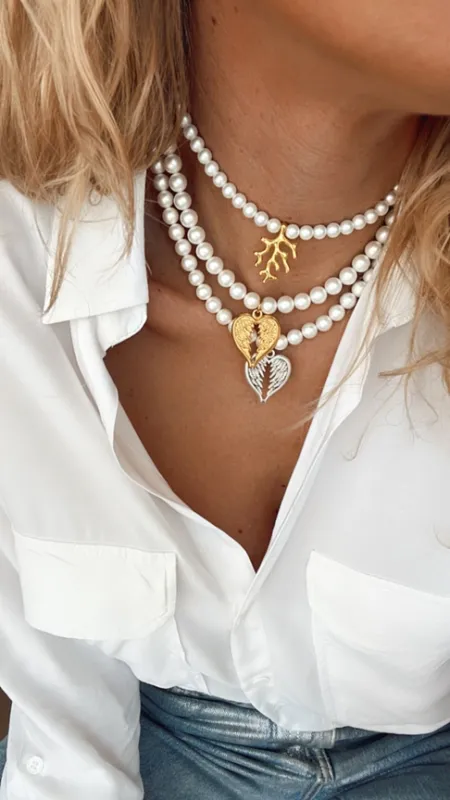 Shell Pearl Gold Wings Choker
