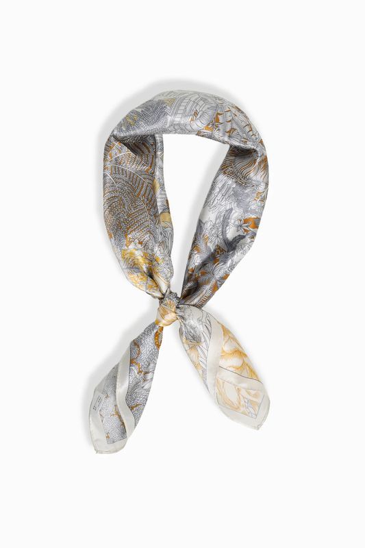 Tropical Silk Champagne Neck/Handbag Scarf