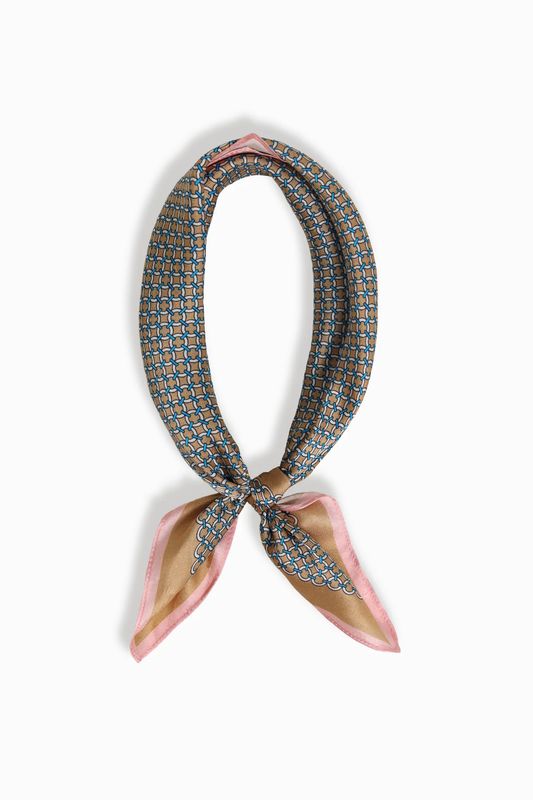 Pink Circle Design Silk Neck/Handbag Scarf