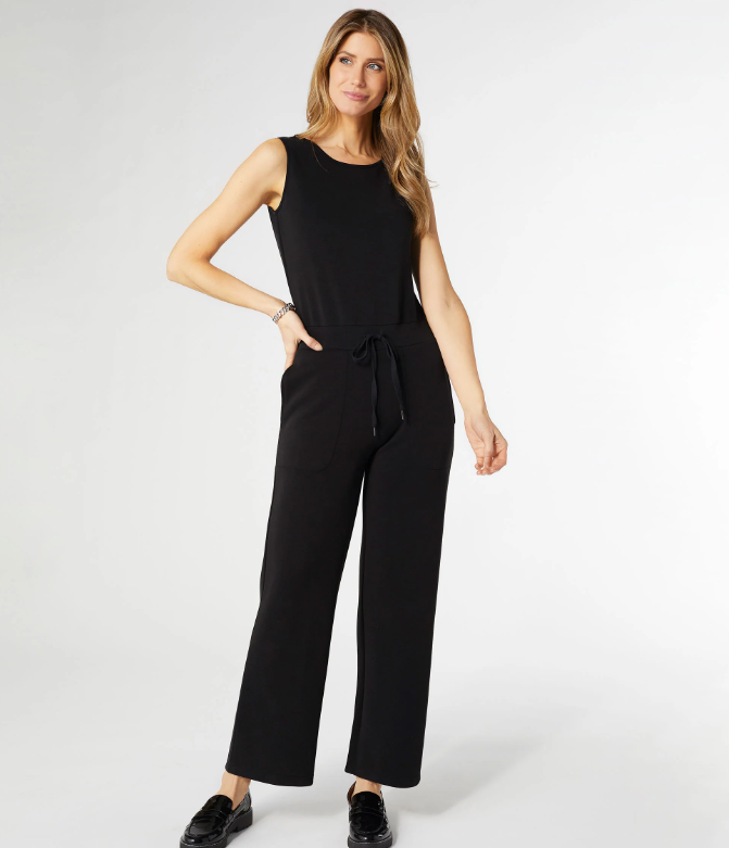Hilarie Super Soft Black Romper w/ Pockets