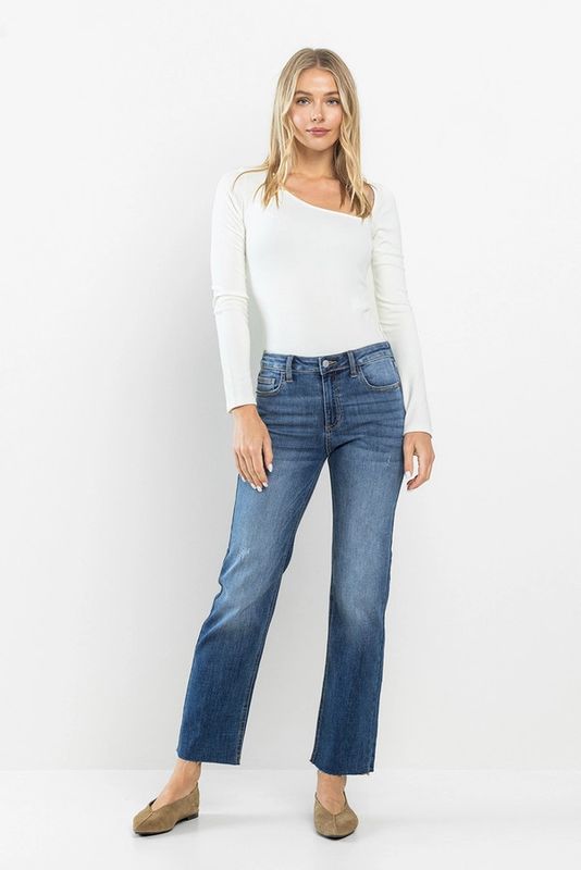 Mid Rise Ultra Stretch Straight Jeans