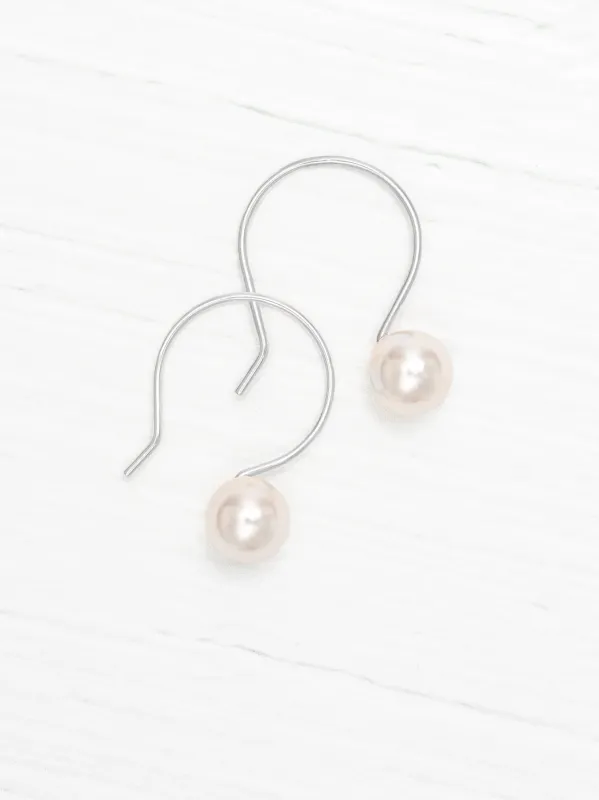 Julianna Pearl Drop Earrings Silver