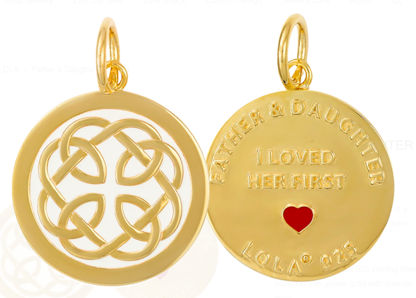 Father Daughter Pendant, Color: All Gold Alpine White, Size: 19mm