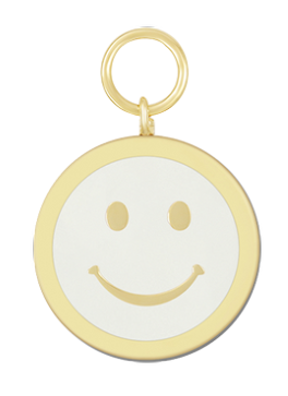 Smiley/Frown Face Pendant, Color: All Gold Alpine White, Size: 15mm