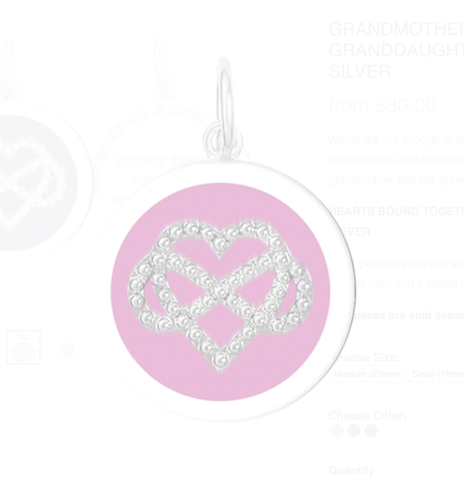 Grandmother &amp; Granddaughter Pendant, Color: Flamingo Pink, Size: 27mm