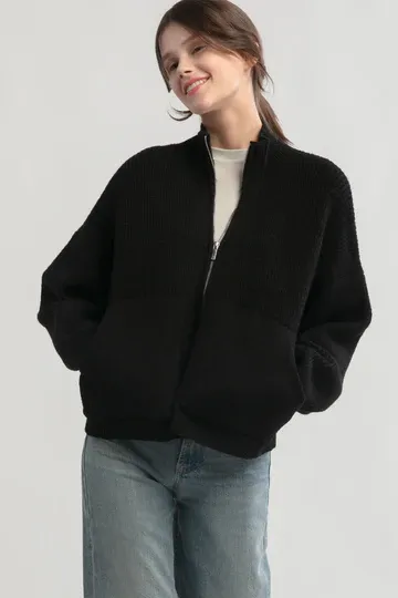 Bomber Zip Cardigan Two Colors