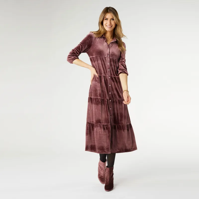 Romance Imagined Velour Dress Plum