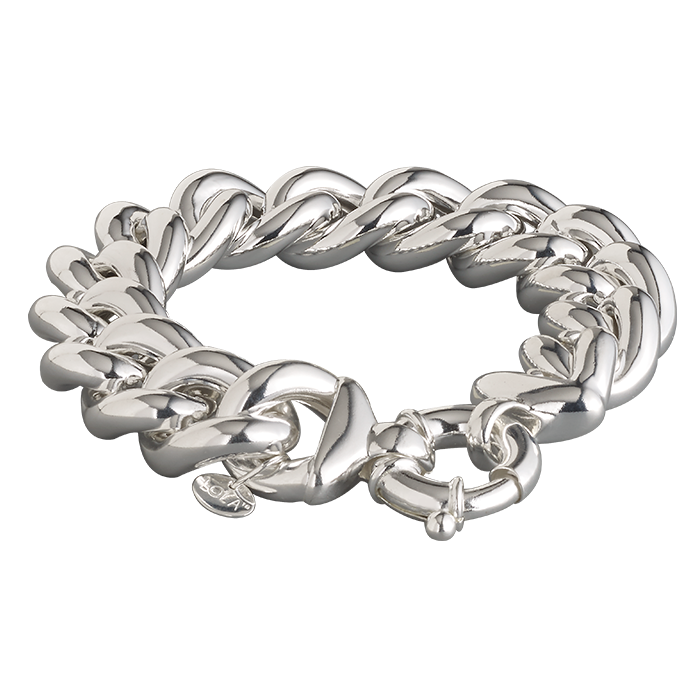 16mm Large Curb Bracelet Silver 8&quot;