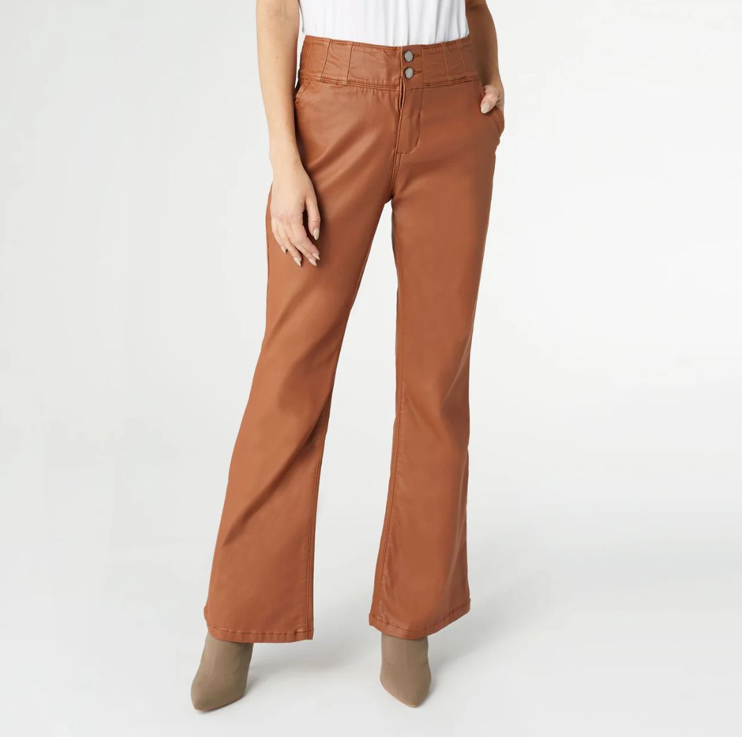 OMG Zoeyzip Faux Leather Flare Coganc Pants, Size: Medium