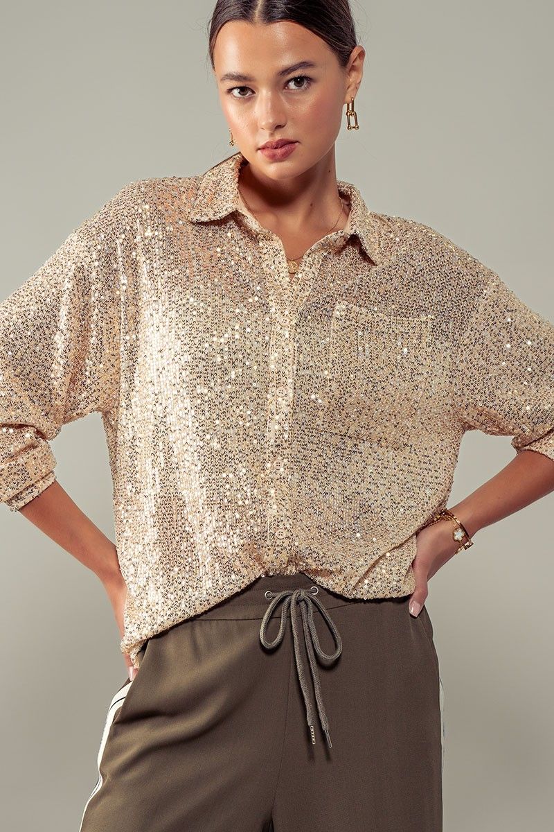 Shine Through Gold Sparkle Shirt