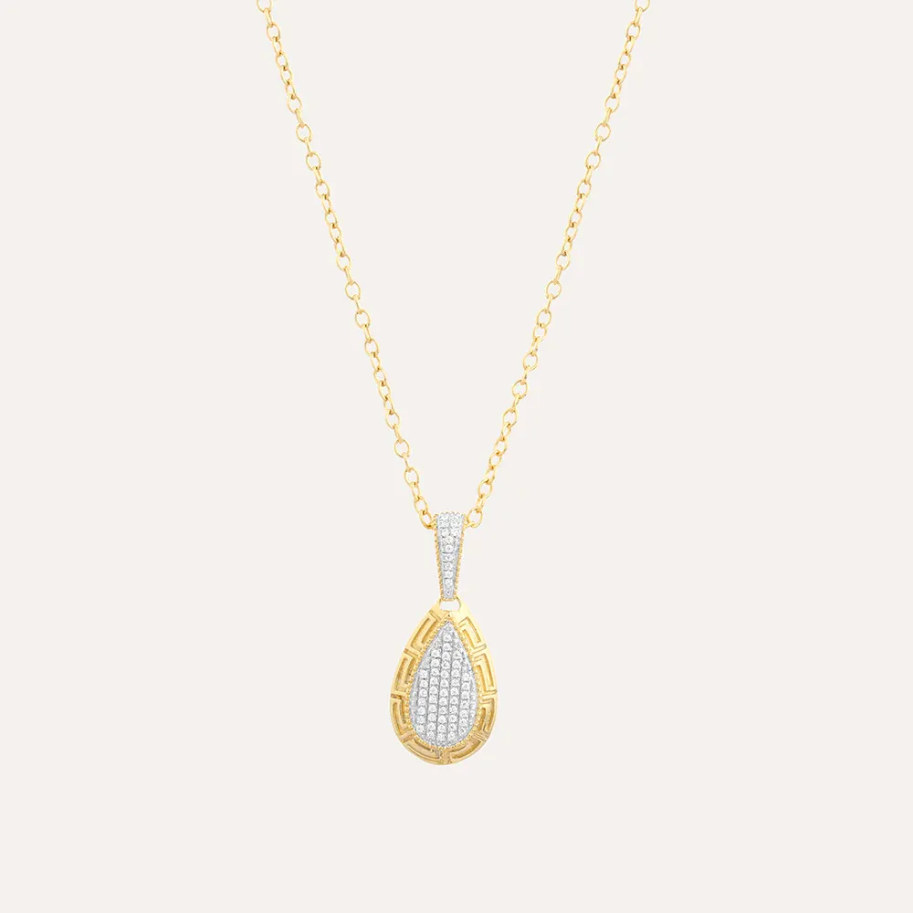 Gold Rim Raindrop Pendant Necklace