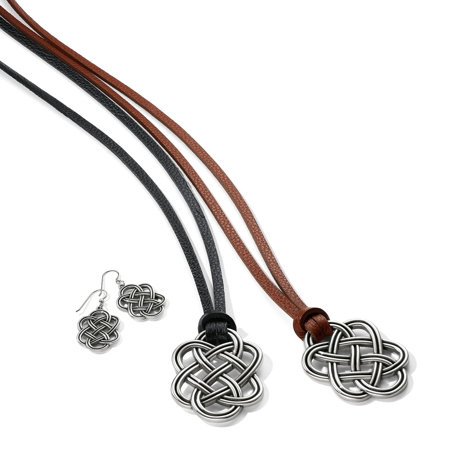 Interlok Trellis Black Leather Necklace