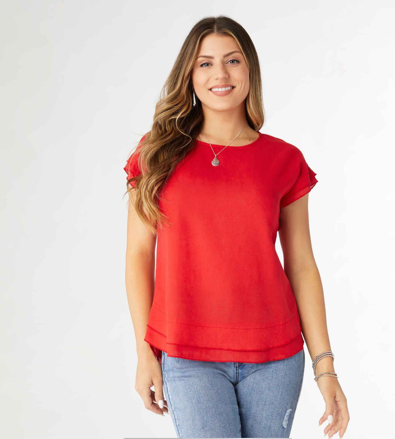 Camellia Cap Sleeve Top With Layered Bottom