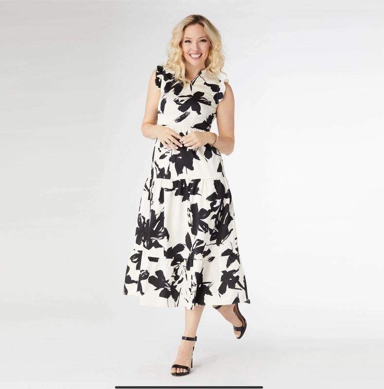 Leilani Ruffle Maxi Dress Black/Cream