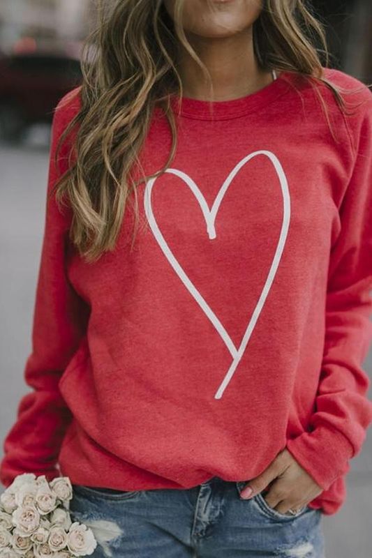 Heart Print Long Sleeve Top