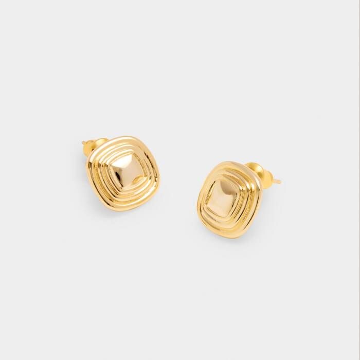Sofia Button Stud Earrings Gold