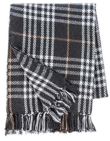 Woven Plaid Throw 50&quot;x60&quot; Grey &amp; White