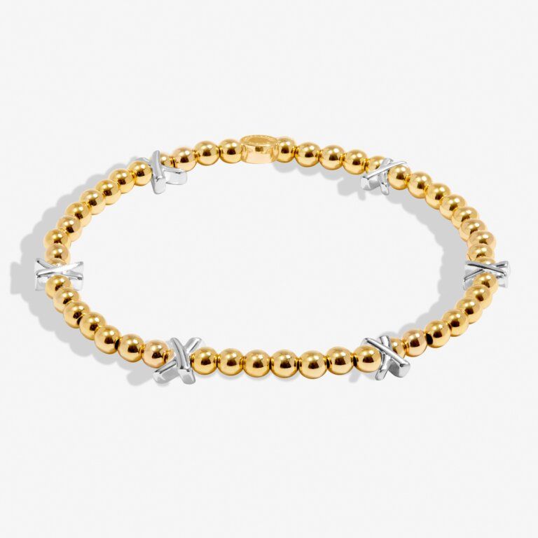 Bracelet Bar Gold Base Silver Kisses