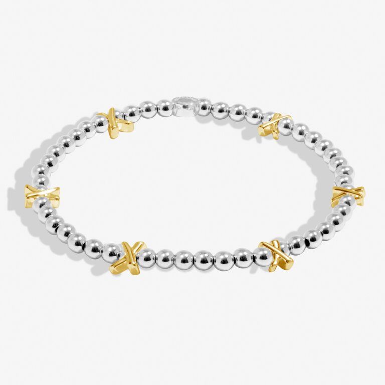 Bracelet Bar Silver Base Gold Kisses