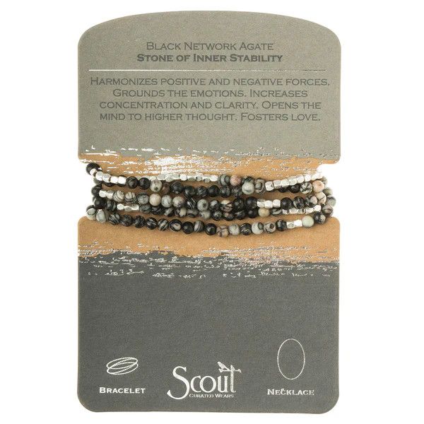 Black Network Agate Wrap Bracelet/Necklace