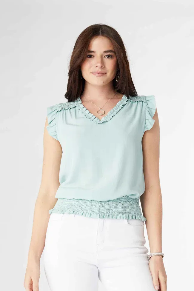 Winslet Top with Cinched Botton - Sea Green