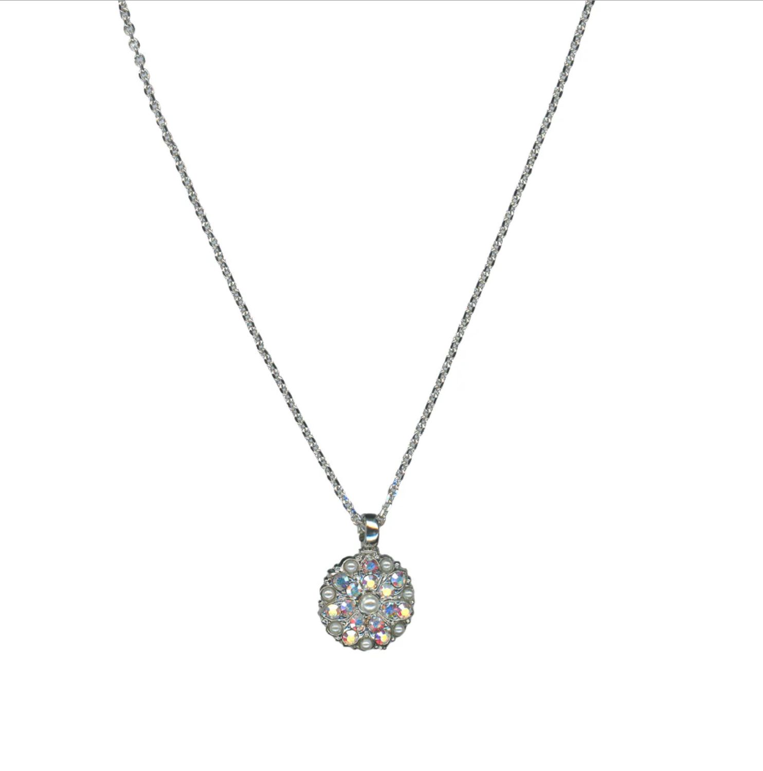 Guardian Angel “Pearl Aurora Borealis” Necklace-Pearl/Clear-Silver
