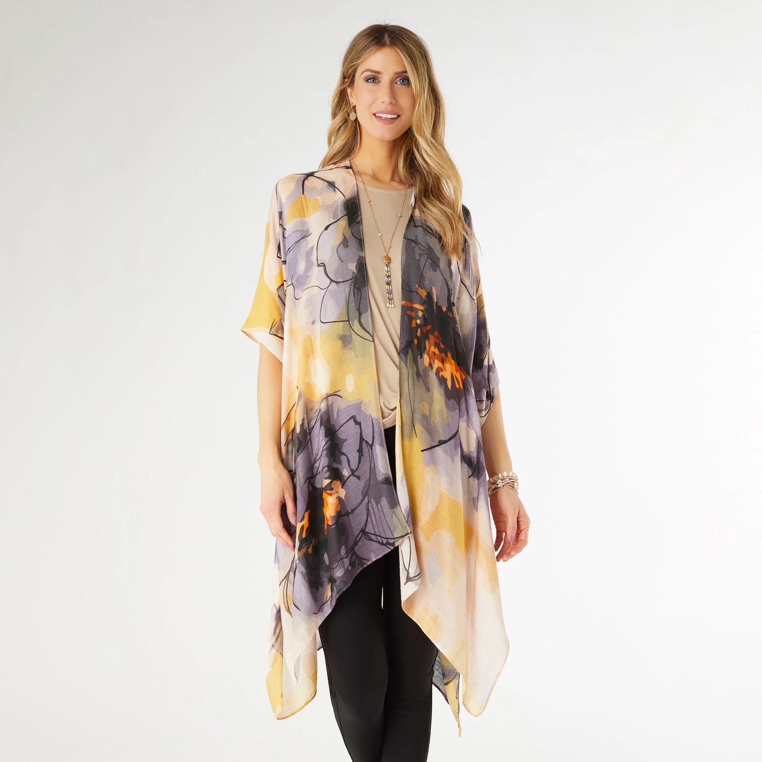 Mya Kimono - Cream/Plum Floral